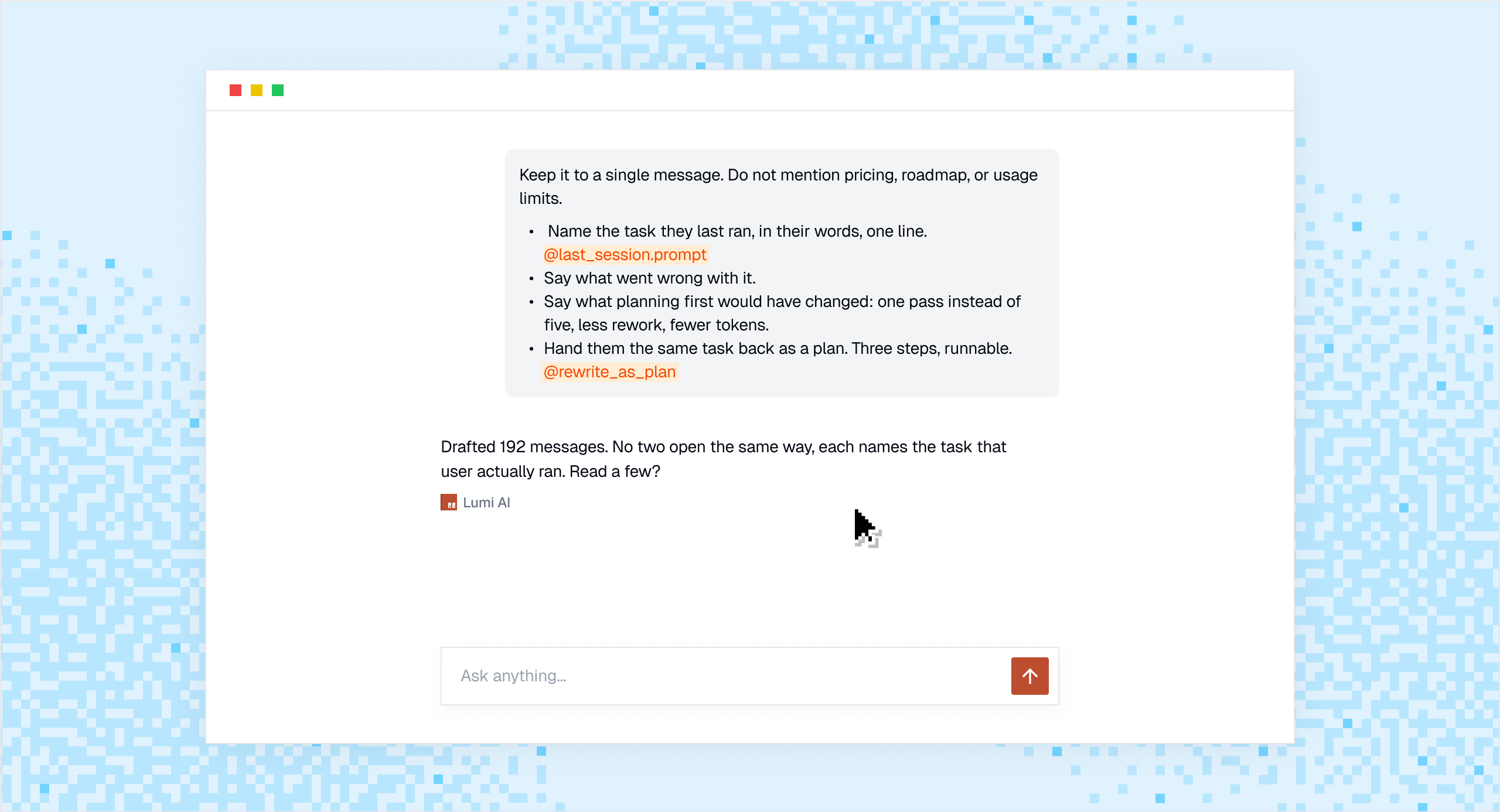 The campaign guidance tells Lumi how to write each personalized plan-mode nudge.